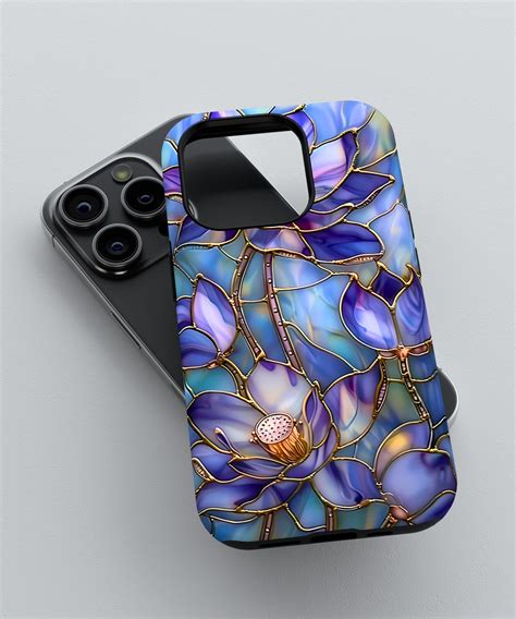 Stained Glass Lotus Flower Phone Case: Elegant Floral Art - Etsy