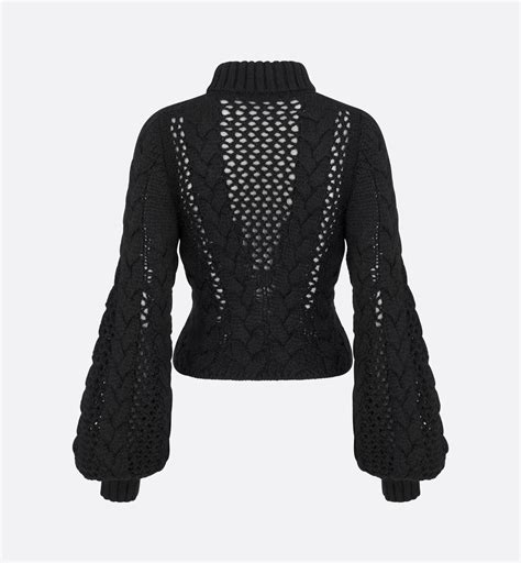 Turtleneck Sweater Black Cable-Knit Alpaca, Mohair and Wool Blend | DIOR