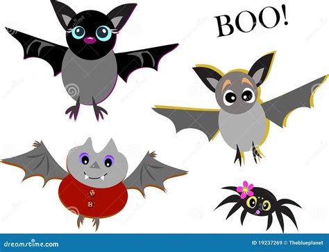 Mix of Cute Bats and Spider Stock Vector - Illustration of animal, cute ...