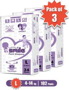 Little Smile PRIMIUM BABY DIAPERS - L - Buy 102 Little Smile COTTON ...