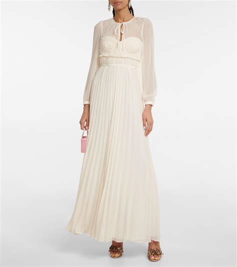 Pleated Chiffon Maxi Dress