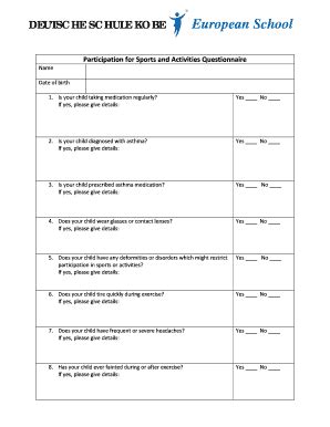 Fillable Online dskobe Participation for Sports and Activities ...