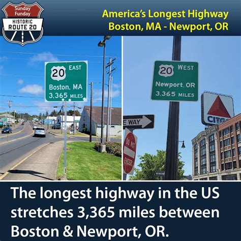 The longest highway in the US, Route 20, stretches from Massachusetts ...