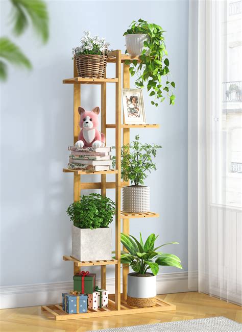 Buy Plant Stand for Indoor Plants Multiple, 7 Tier 8 Potted Bamboo ...