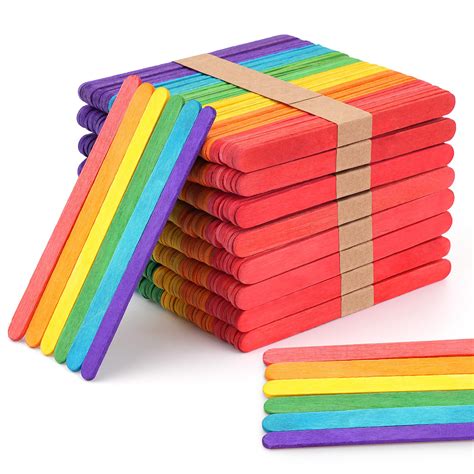 Amazon.com: 1200 Pcs Colored Popsicle Sticks, 4.5 Inch Colored Wooden ...