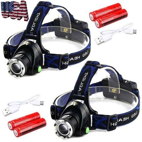 90000LM Rechargeable Tactical T6 LED Headlamp 18650 Headlight Head ...