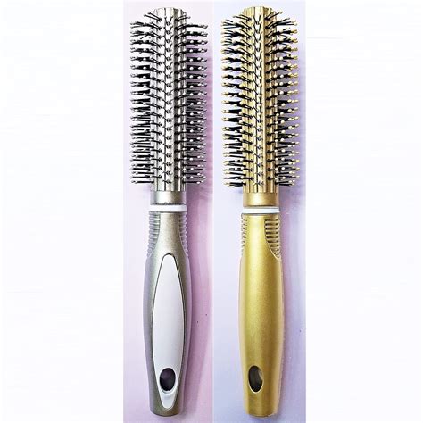 Buy Amazing Round Rolling Gray and Golden color Comb Hair roller Brush ...