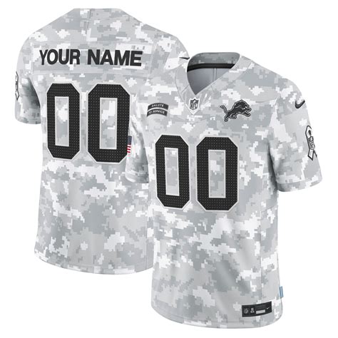 Men’s Detroit Lions 2024 Salute to Service Vapor Limited Custom Custom Jersey – Arctic Camo ...