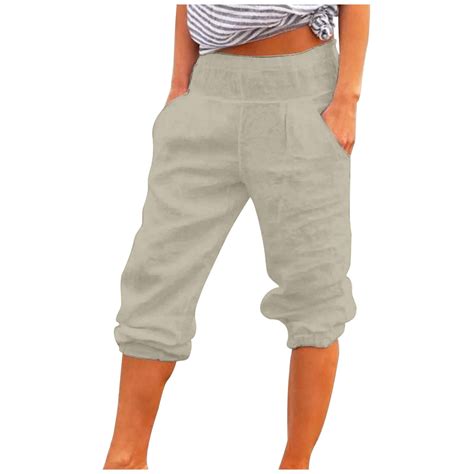 Tuphregyow Womens Cotton Linen Wide Leg Pants High Waist Straight Pants ...