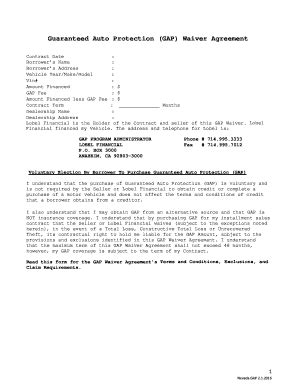 2016-2026 Form Lobel Financial Guaranteed Auto Protection (GAP) Waiver ...