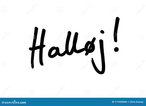 Hello In Danish Hej. Funny Hand Drawn Illustration Of Monument Of Hans ...