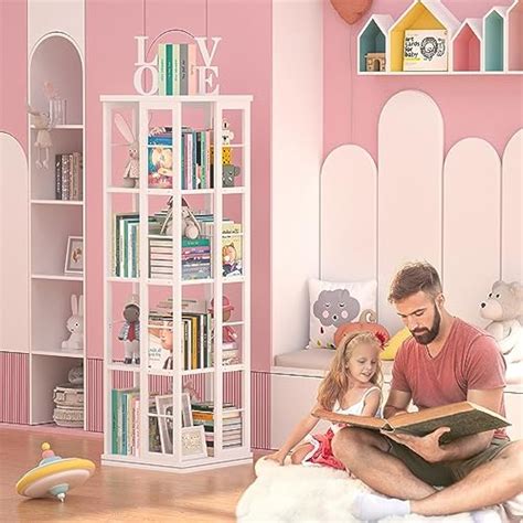 Aheaplus Rotating Bookshelf, Corner Bookshelf, 360 India | Ubuy