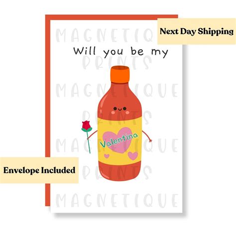 Will You Be My Valentina? | Valentines Day Card | Cute Love Hot Sauce ...