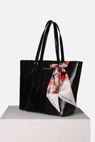 Buy Women Black Textured Casual Handbag Online - 39702888 | Van Heusen
