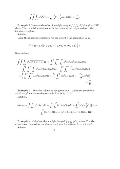 Image result for Triple Integral Examples