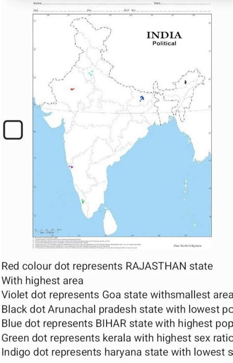 On a political map of india locate and label state having highest and ...