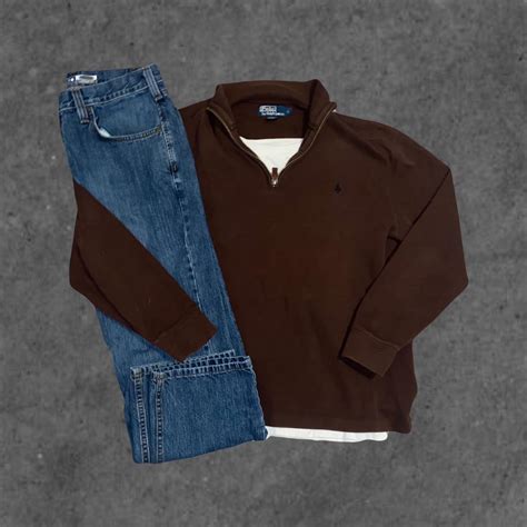 Beautiful vintage chocolate brown quarter zip polo. ... - Depop