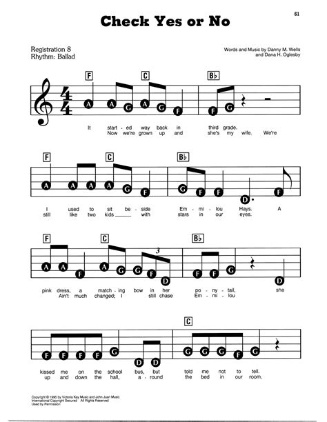 Check Yes Or No by George Strait Sheet Music for E-Z Play Today at ...