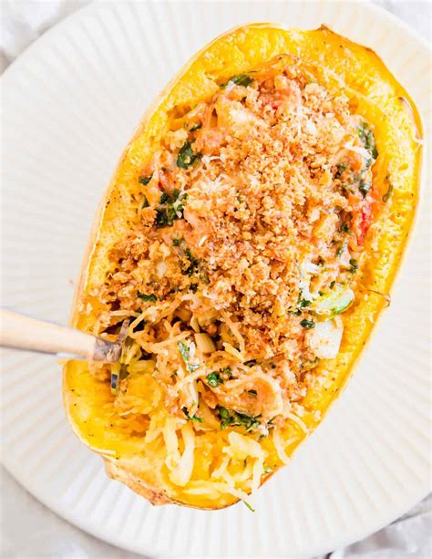 Twice Baked Spaghetti Squash - Gluten-free & Vegetarian!