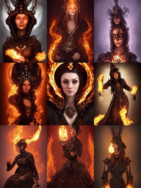 portrait evil steampunk pyromancer woman, beautiful | Stable Diffusion ...