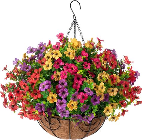 Amazon.com: HyeFlora Artificial Faux Hanging Plants Flowers Basket for ...