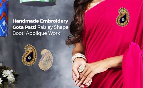 Decorama Handmade Embroidery Gota Patti Paisley Shape Booti Applique ...
