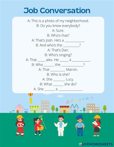 Job Interview Conversation Worksheet 的图像结果