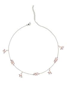 CLARA 925 Sterling Silver Butterfly Charm Necklace Chain | Rose Gold ...