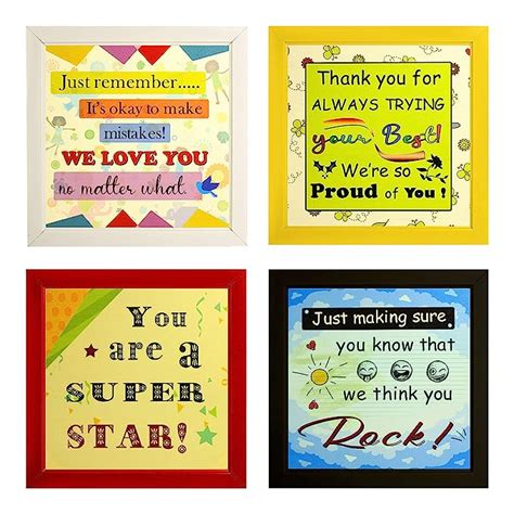 Indianara Set of 4 Kids Room Motivational Quotes Paintings (2520 ...