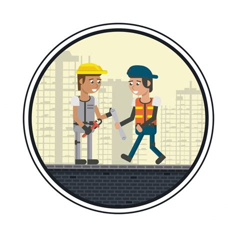Geometric workers cartoons | Premium Vector