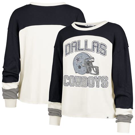 NFL Women's '47 Cream Dallas Cowboys Double Header Curve Raglan Long ...