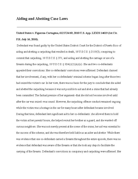 Aiding and Abetting Case Laws-CJUS-400 - Aiding and Abetting Case Laws ...