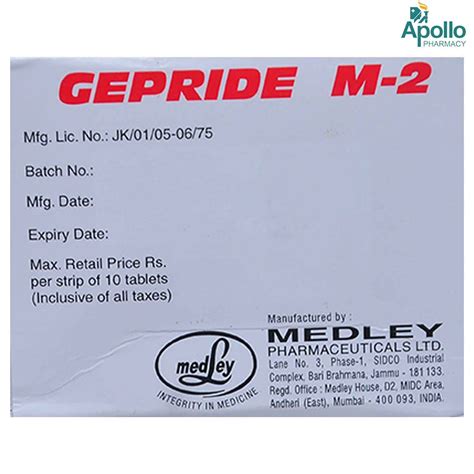 Gepride M 2 Tablet | Uses, Side Effects, Price | Apollo Pharmacy