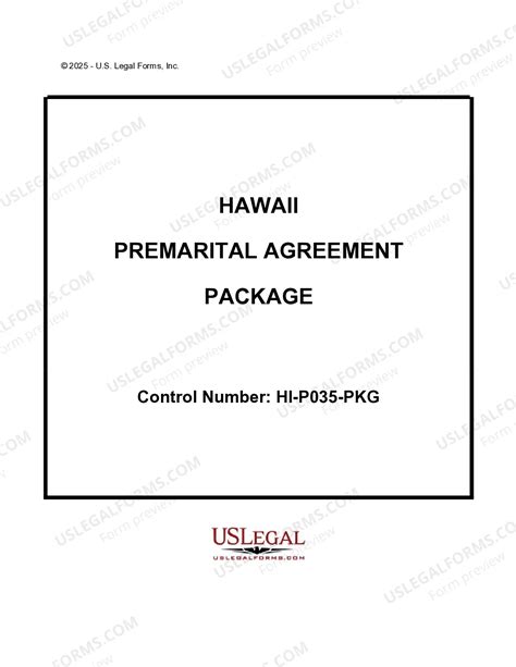 Hawaii Premarital Agreements Package | US Legal Forms