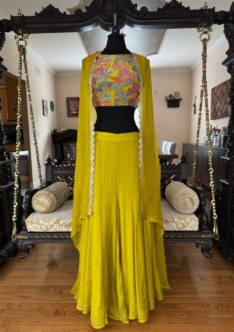 Yellow Indo-Western Dress with Embroidered Blouse – Wedding | Indian ...