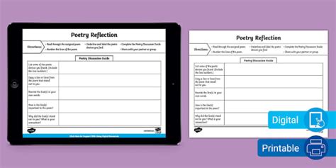 Poetry Reflection Sheet 6th-8th Grade