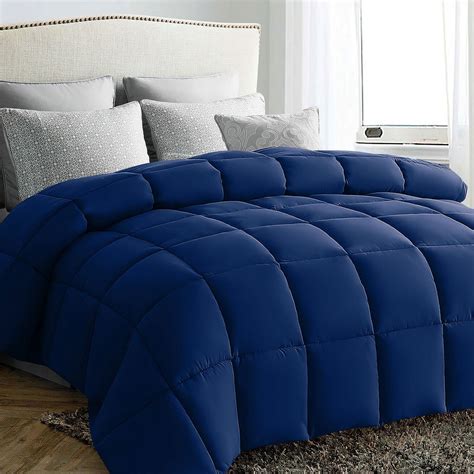 JUSTLET Luxury Solid Down Alternative Machine Washable Navy Comforters ...