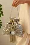 Buy Gold Stones, Tassels, Mirrors Zari Embellished Potli Bag by SG ...
