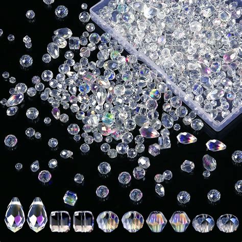 HEKOBAG 900PCS Crystal Glass Beads Kit, 4/6/8mm Mixed Crystal Glass ...