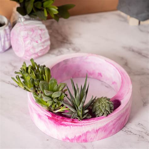 Halo-Candy Marble-Circular, Moon Shaped Succulent Planter for beautify ...
