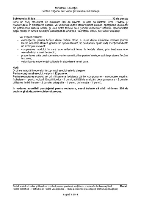 Modele de subiecte BAC 2025 la Limba română pentru minoritatea maghiară ...