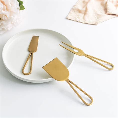 Cheese Knife Set of 3 - Gold Online - Premium Cheese Knife | Nestasia