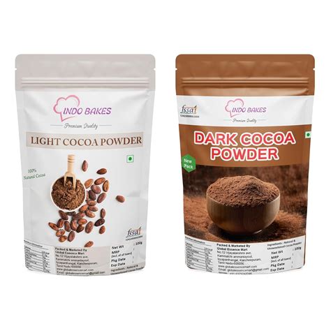 INDO BAKES Dark & Light Cocoa Powder - Natural Unsweetened Cocoa Powder ...