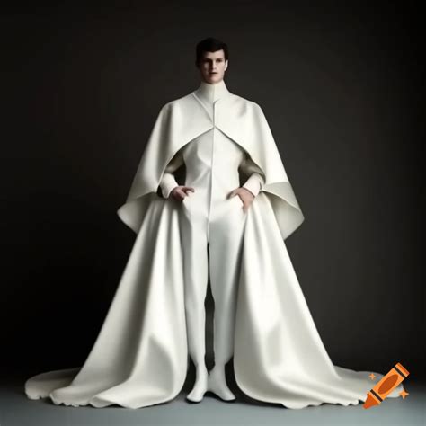 Young man in elaborate floor-length dress on Craiyon