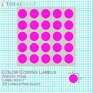 Color Coding Labels Super Bright Fluorescent Neon Pink Round Circle ...
