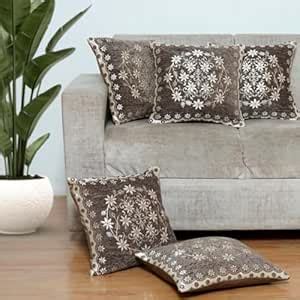 Buy HOMECROWN Velvet Cushion Covers Set of 5 – 16x16 Inches ...