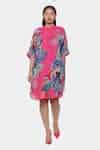 Buy Pink Linen Bandeau Neck Happy Friday Printed Tunic For Women by ...