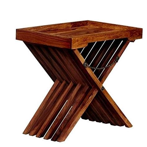 Handcrafted Sheesham Wood Serving Tray with Folding Stand, Termite ...