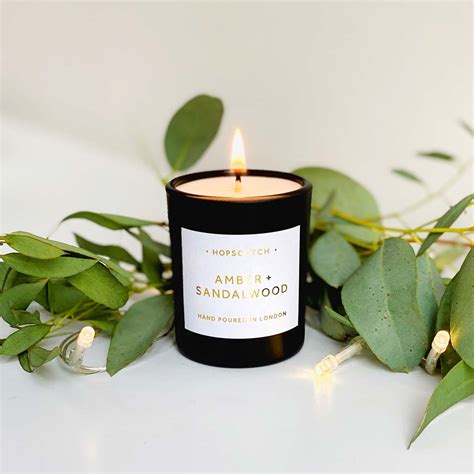 Amber + Sandalwood Scented Soy Candle • HOPSCOTCH