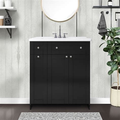 Ebern Designs 30 Inch Black Bathroom Cabinet Set With Ceramic Basin ...